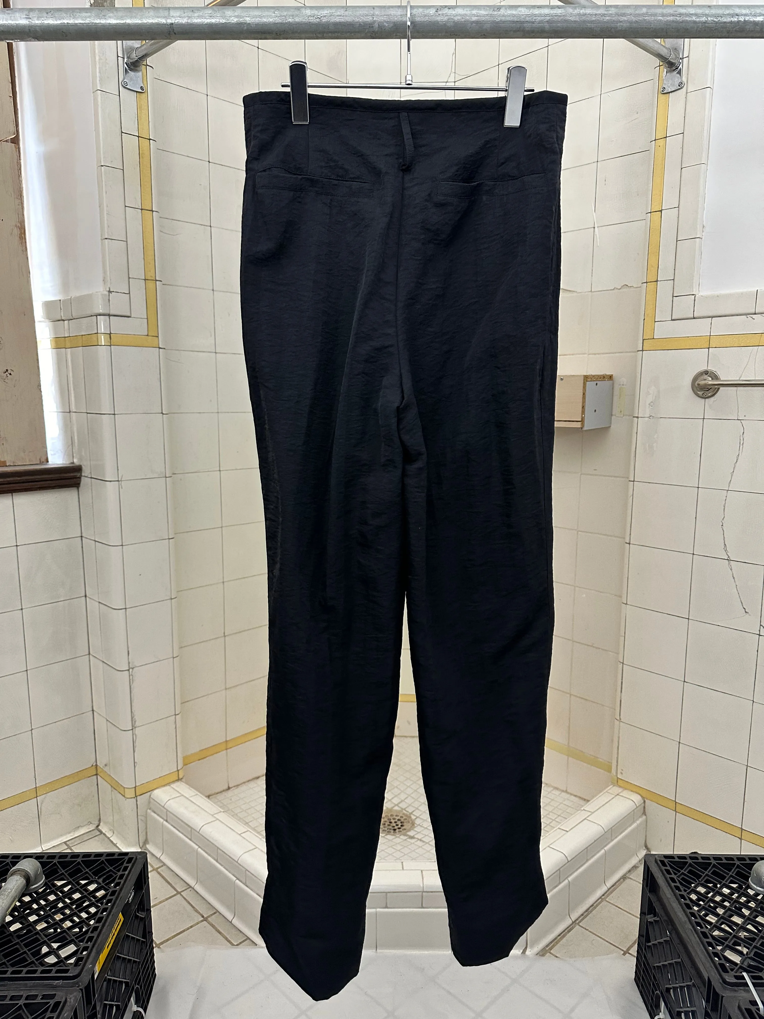 1980s Claude Montana Crushed Nylon Pleated Trousers - Size M