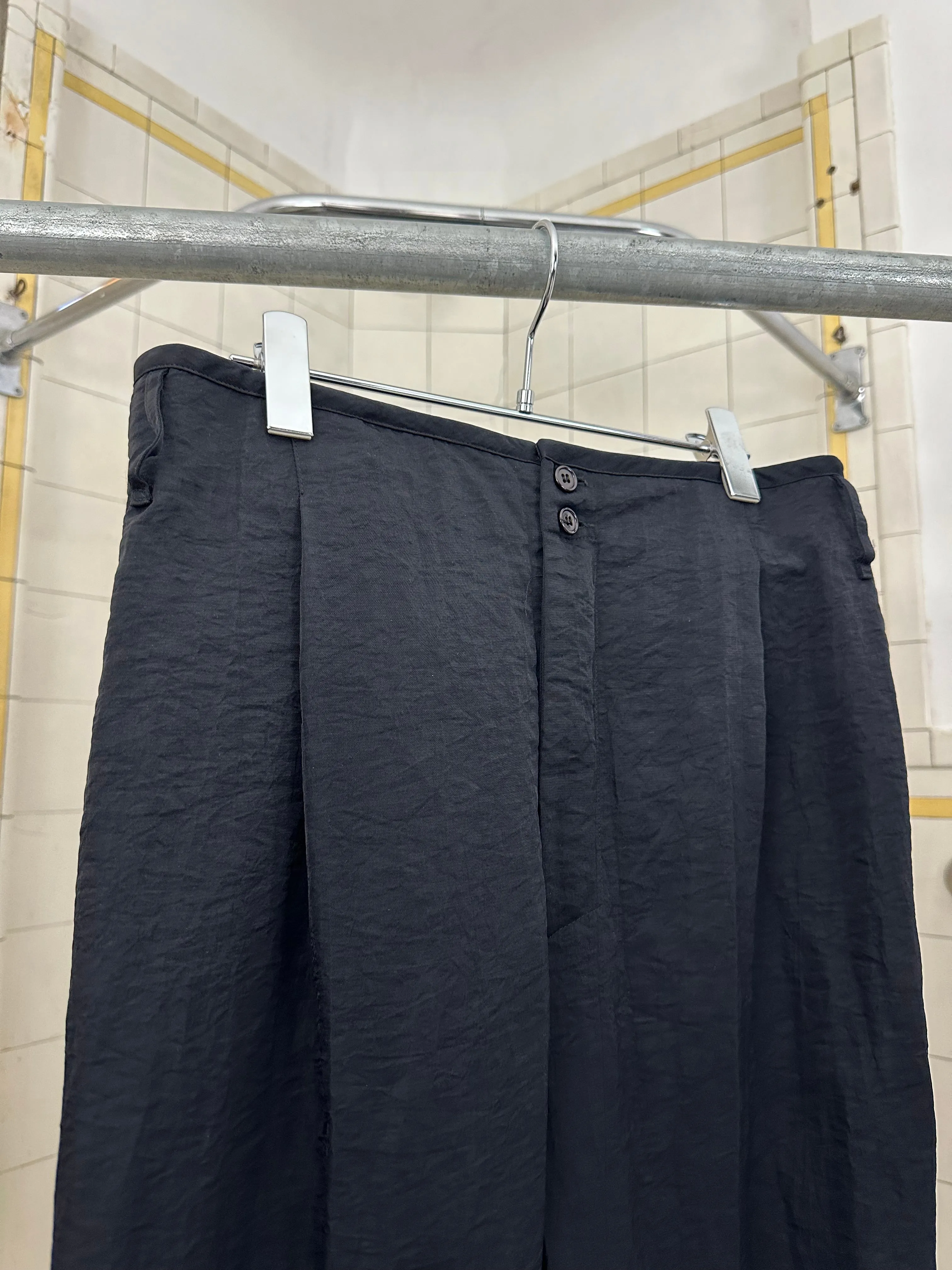 1980s Claude Montana Crushed Nylon Pleated Trousers - Size M