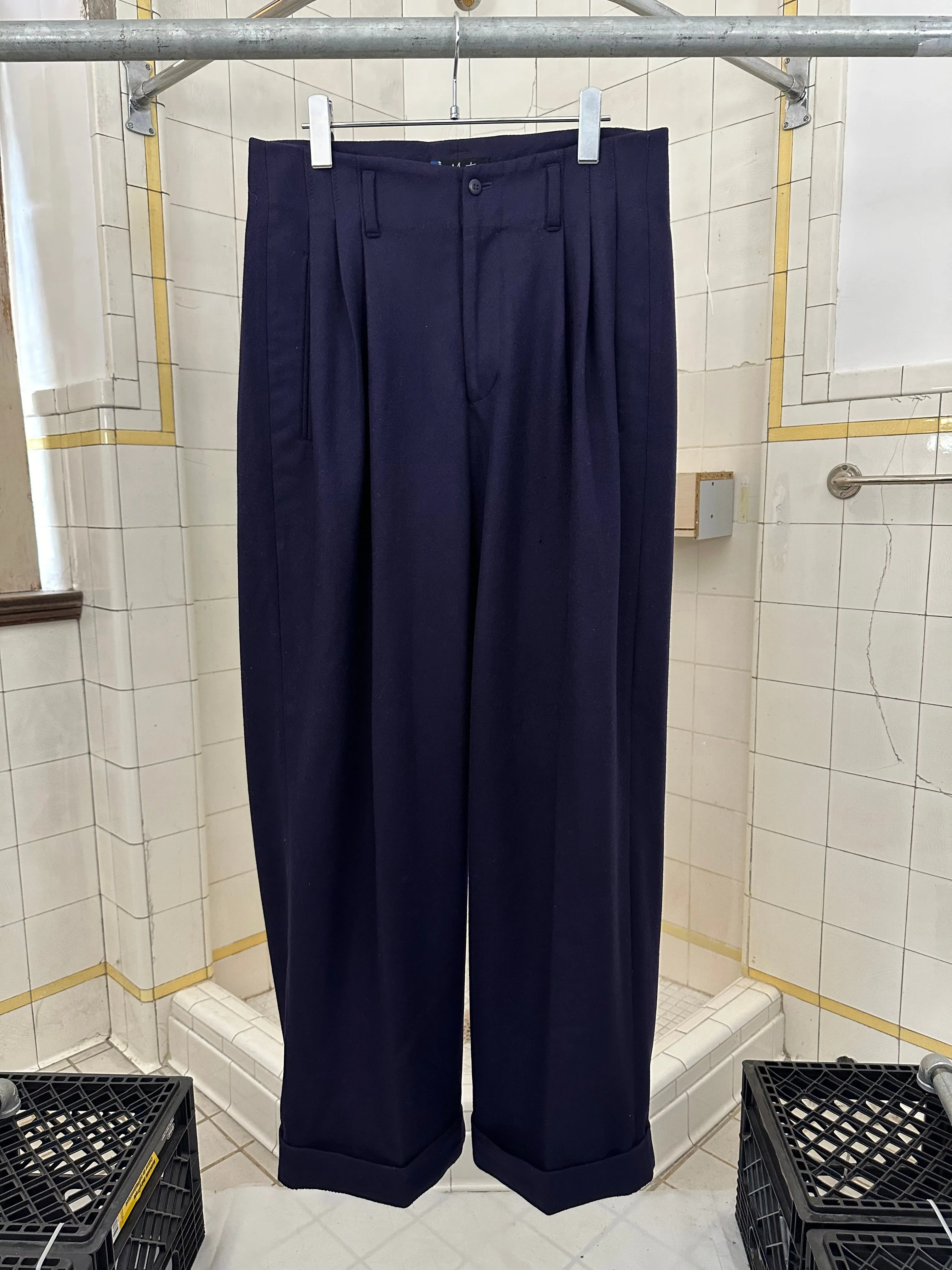 1980s Claude Montana Triple Pleated Wool Trousers - Size M