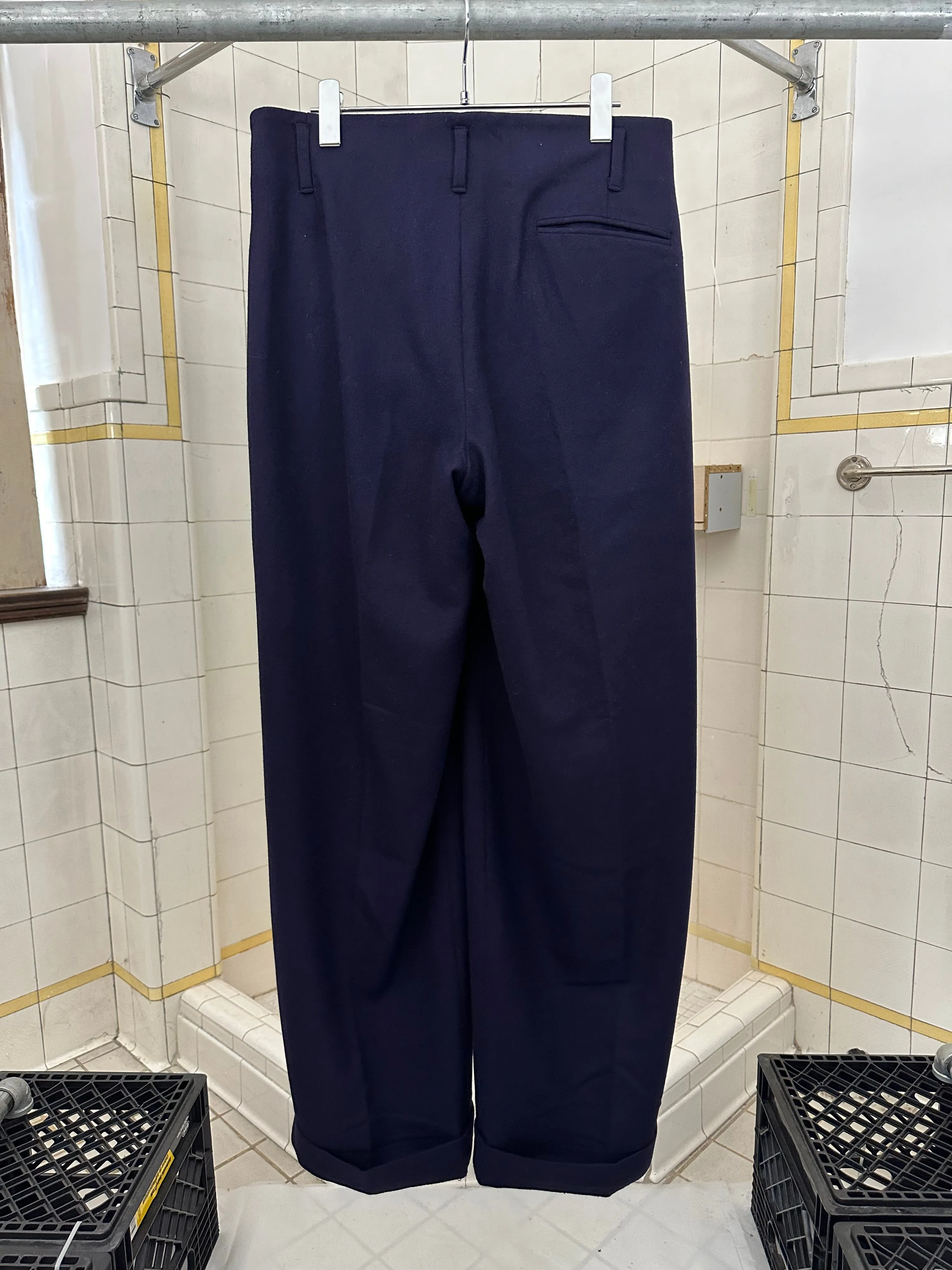 1980s Claude Montana Triple Pleated Wool Trousers - Size M