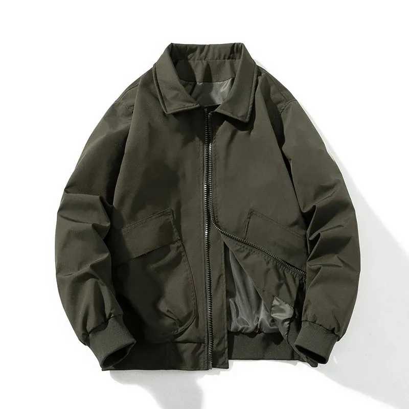 Aidase mens outfits Autumn Winter Jackets Men Solid Bomber Jacket Men Military Vintage Retro Motorcycle Jacket Casual Parkas Windbreaker Pocket Male