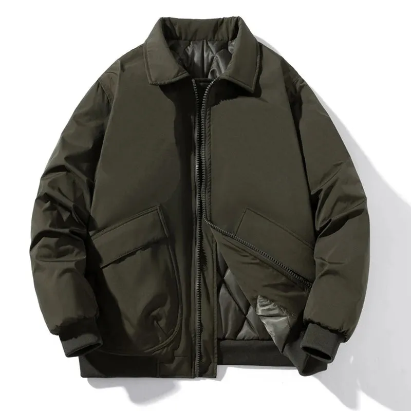 Aidase mens outfits Autumn Winter Jackets Men Solid Bomber Jacket Men Military Vintage Retro Motorcycle Jacket Casual Parkas Windbreaker Pocket Male