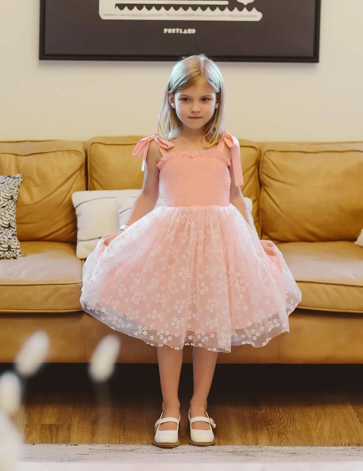 Arshiner Toddler Girl Tutu Dress Summer Bow-Tie Straps Casual Dresses Kids Princess Flowy Swing Clothes for 2-7Y