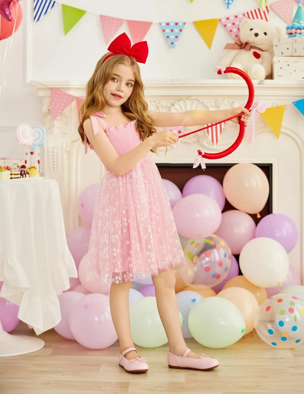 Arshiner Toddler Girl Tutu Dress Summer Bow-Tie Straps Casual Dresses Kids Princess Flowy Swing Clothes for 2-7Y