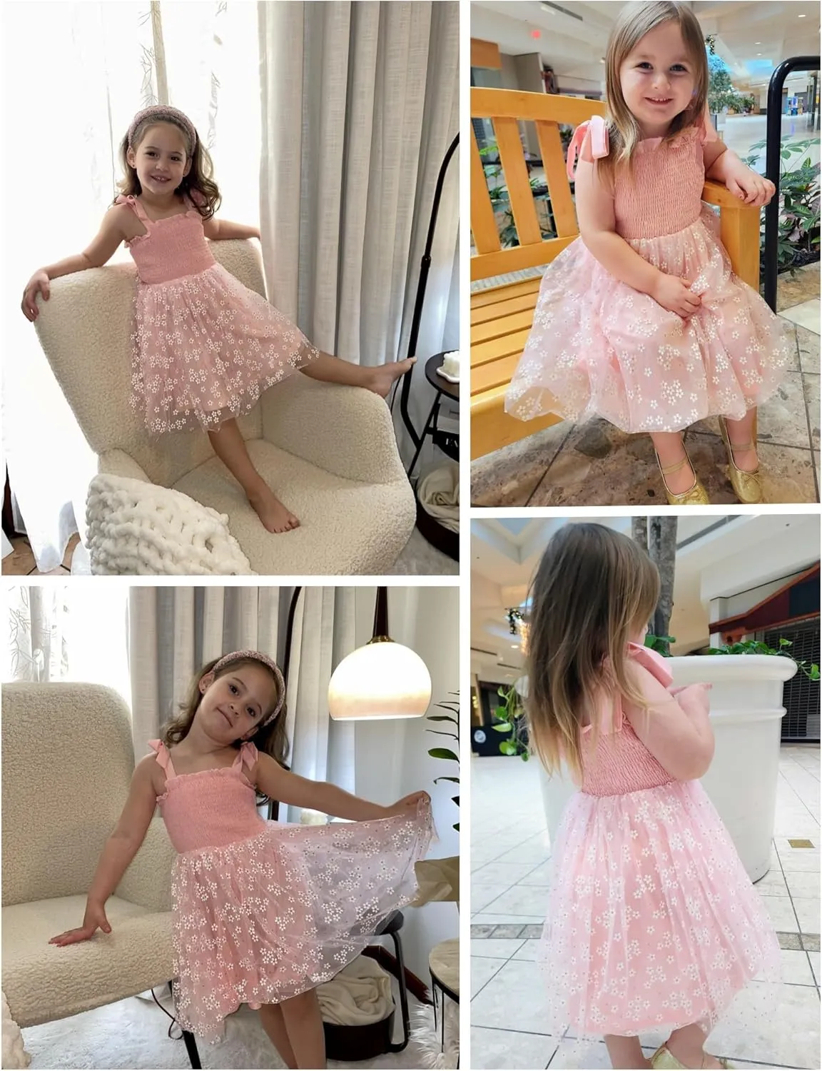Arshiner Toddler Girl Tutu Dress Summer Bow-Tie Straps Casual Dresses Kids Princess Flowy Swing Clothes for 2-7Y