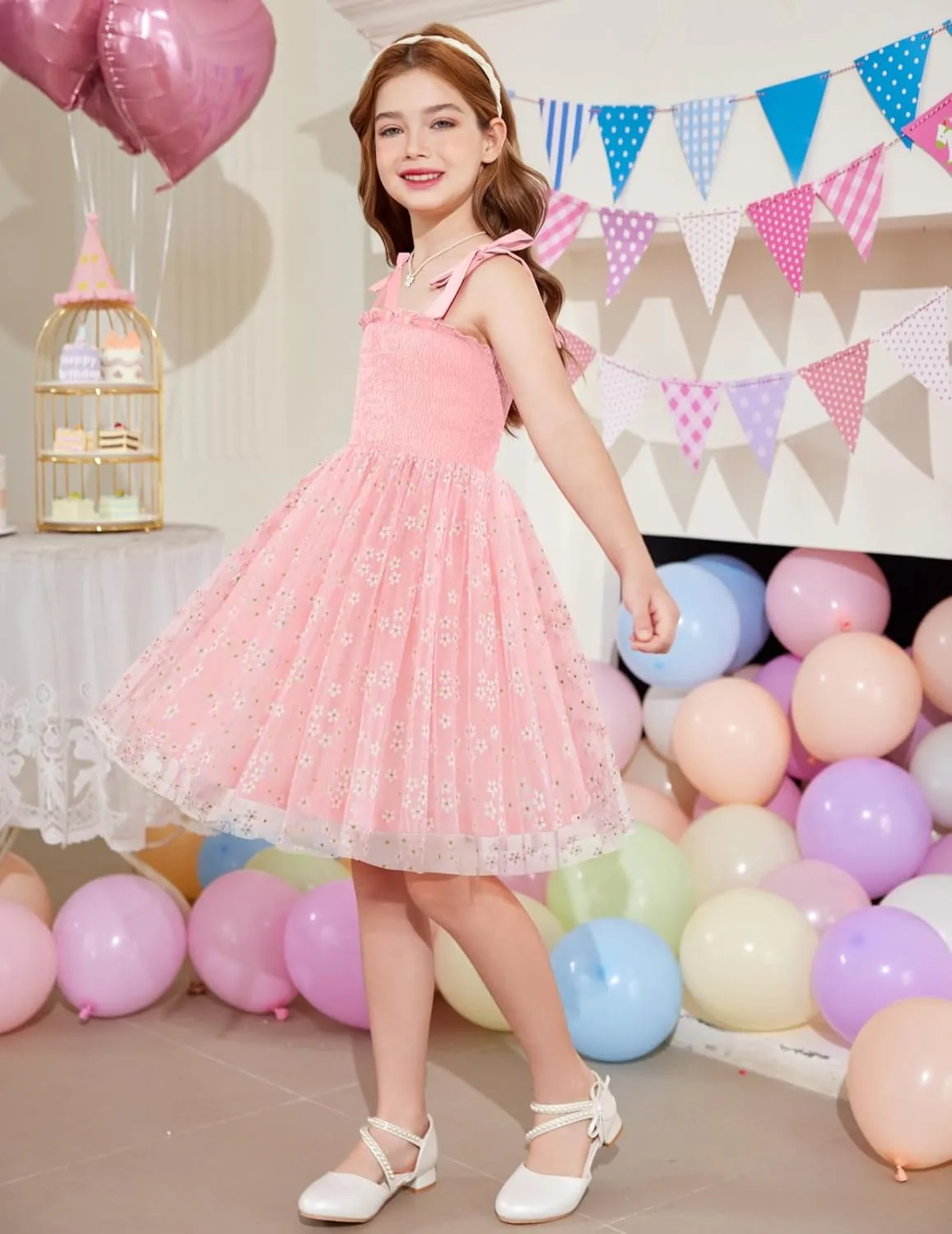Arshiner Toddler Girl Tutu Dress Summer Bow-Tie Straps Casual Dresses Kids Princess Flowy Swing Clothes for 2-7Y