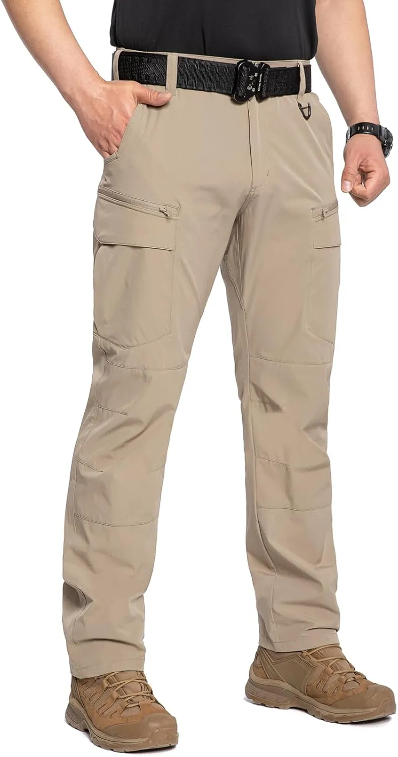 CARWORNIC Men's Quick Dry Tactical Hiking Pants Flex Water Resistant Lightweight Outdoor Fishing Cargo Work Pants 9 Pockets