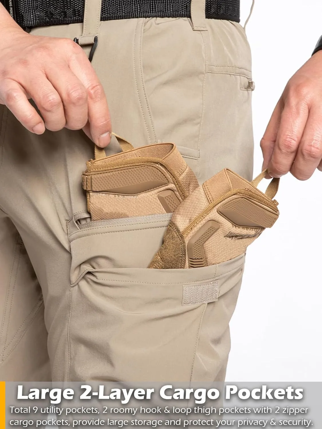 CARWORNIC Men's Quick Dry Tactical Hiking Pants Flex Water Resistant Lightweight Outdoor Fishing Cargo Work Pants 9 Pockets