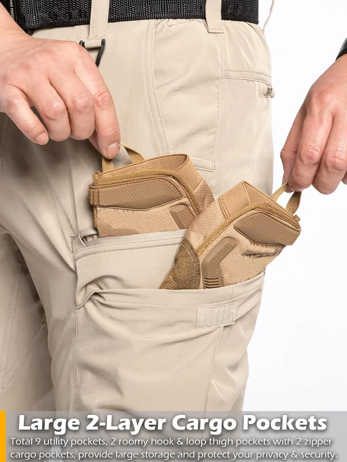 CARWORNIC Men's Quick Dry Tactical Hiking Pants Flex Water Resistant Lightweight Outdoor Fishing Cargo Work Pants 9 Pockets