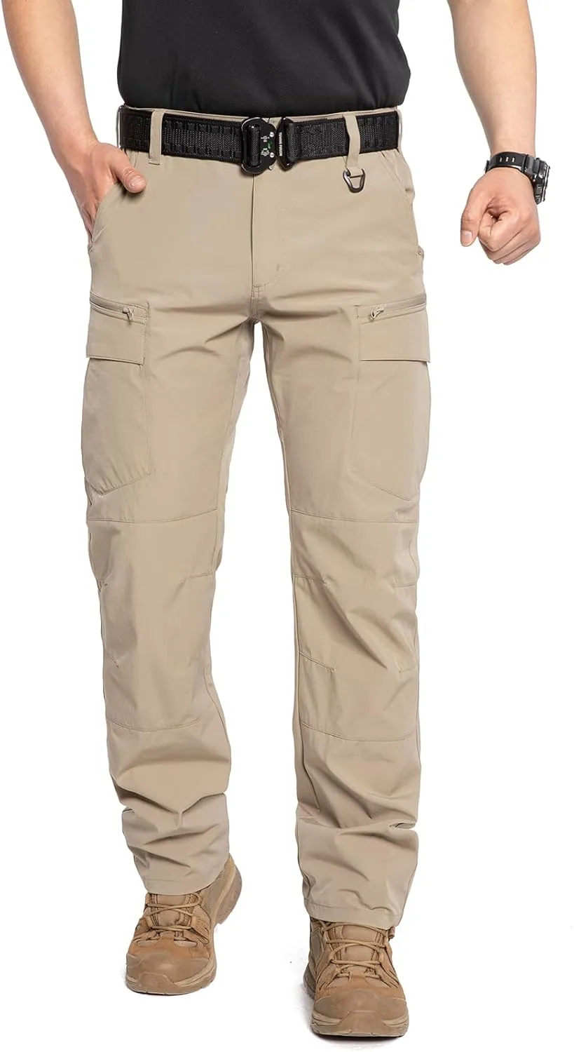 CARWORNIC Men's Quick Dry Tactical Hiking Pants Flex Water Resistant Lightweight Outdoor Fishing Cargo Work Pants 9 Pockets