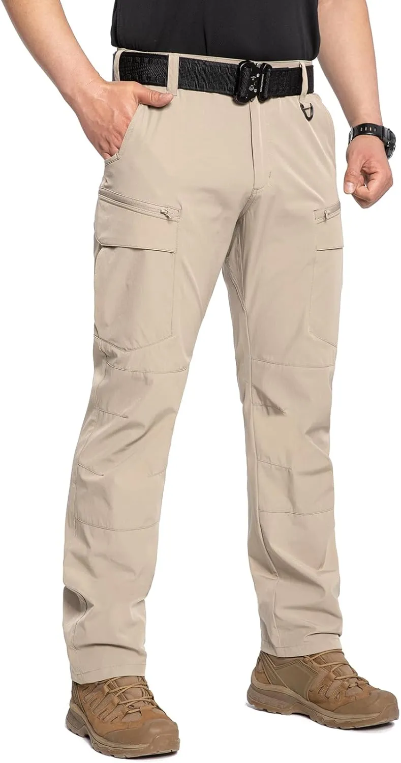 CARWORNIC Men's Quick Dry Tactical Hiking Pants Flex Water Resistant Lightweight Outdoor Fishing Cargo Work Pants 9 Pockets
