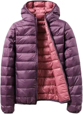 Dninmim Women's Ultra Light White Duck Down Jacket Double Sided Slim Coat Winter Puffer Coat Outerwear