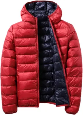 Dninmim Women's Ultra Light White Duck Down Jacket Double Sided Slim Coat Winter Puffer Coat Outerwear