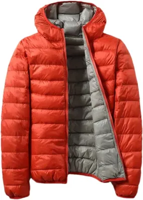 Dninmim Women's Ultra Light White Duck Down Jacket Double Sided Slim Coat Winter Puffer Coat Outerwear