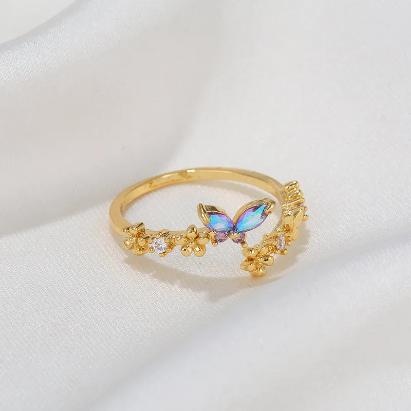 Fairy Butterfly Flower Adjust Rings