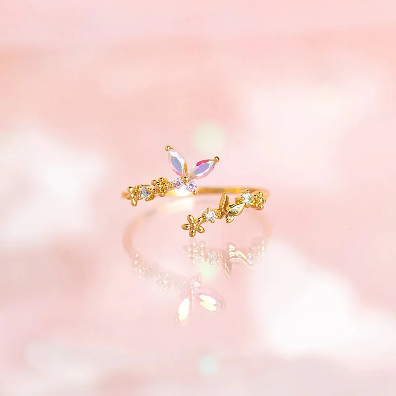 Fairy Butterfly Flower Adjust Rings