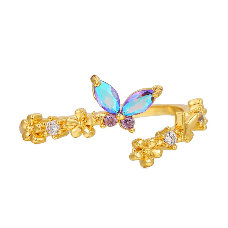 Fairy Butterfly Flower Adjust Rings