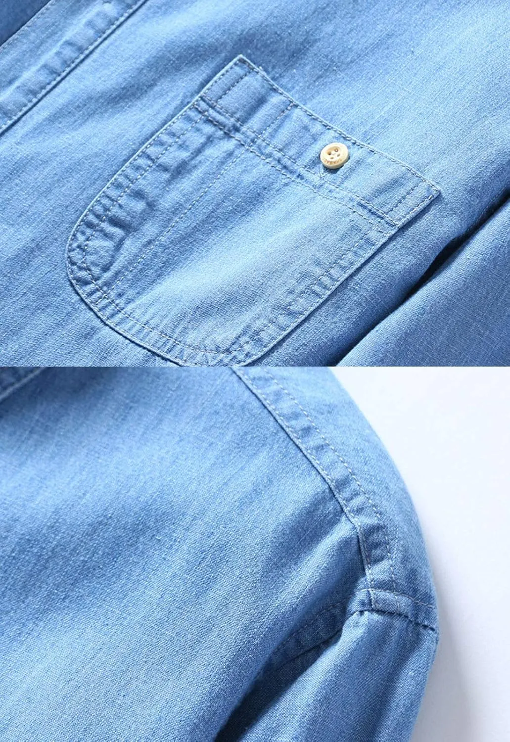 Flygo Men's Casual Long Sleeve Sherpa Lined Button Down Denim Shirt Jacket