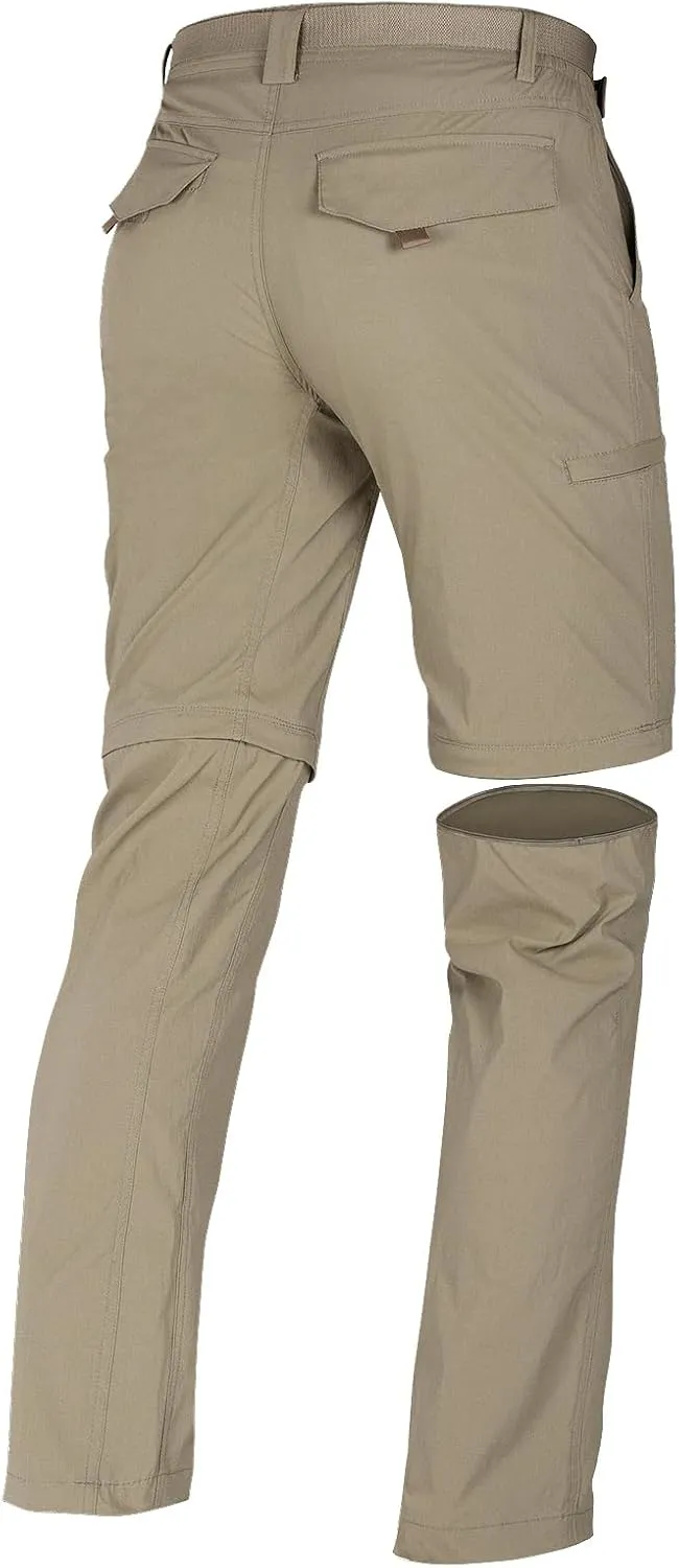 FREE SOLDIER Men's Outdoor Convertible Hiking Pants with Belt Lightweight Quick Dry Tactical Cargo Pants Nylon Spandex