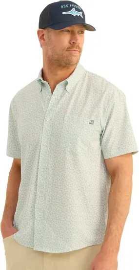 HUK Mens Kona Pattern Short Sleeve Fishing Button Down Shirt