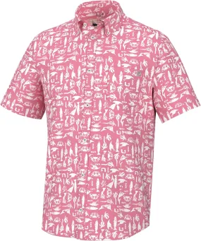 HUK Men's Kona Pattern Short Sleeve Fishing Button Down Shirt