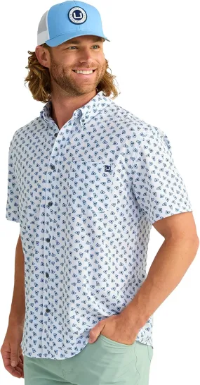 HUK Mens Kona Pattern Short Sleeve Fishing Button Down Shirt