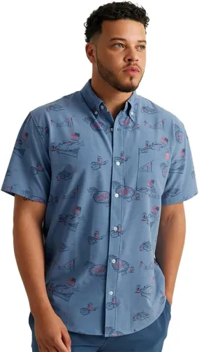 HUK Men's Kona Pattern Short Sleeve Fishing Button Down Shirt