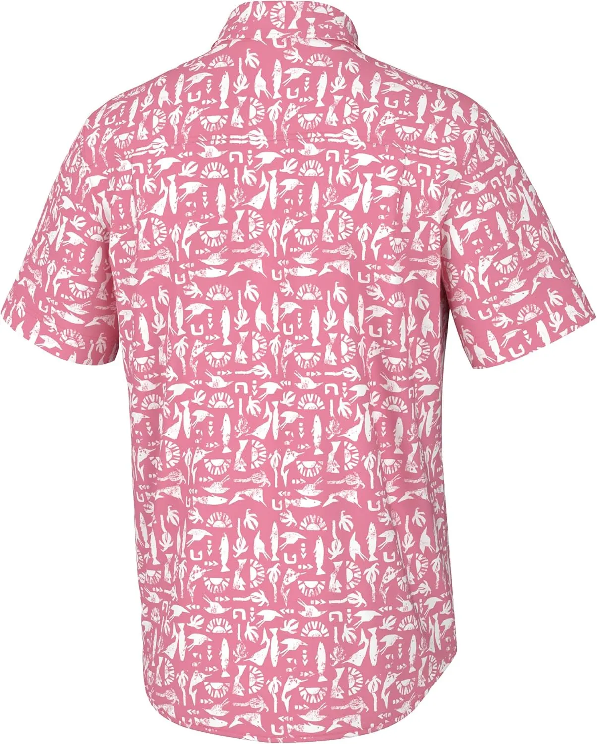 HUK Men's Kona Pattern Short Sleeve Fishing Button Down Shirt