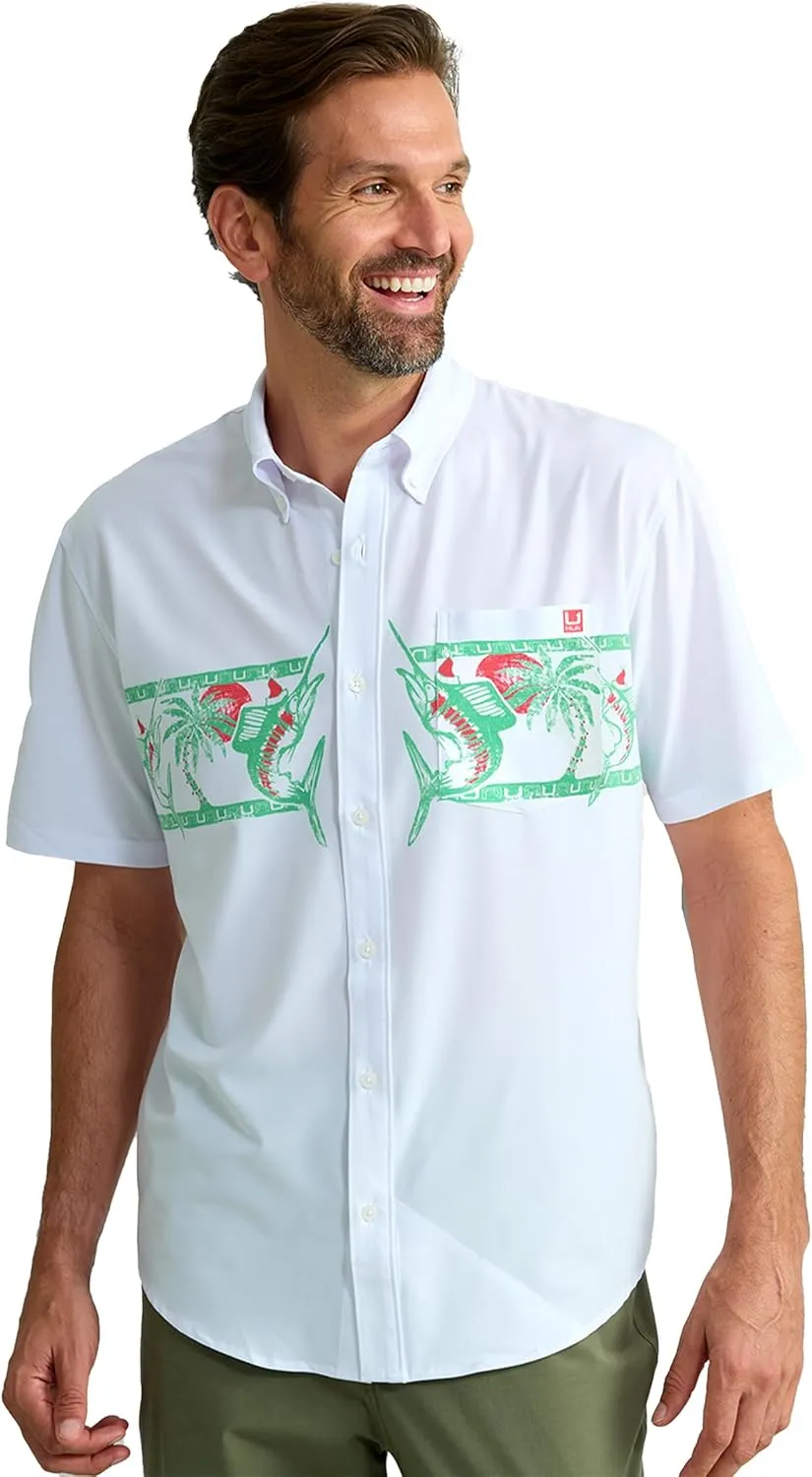 HUK Men's Kona Short Sleeve Fishing Button Down Shirt