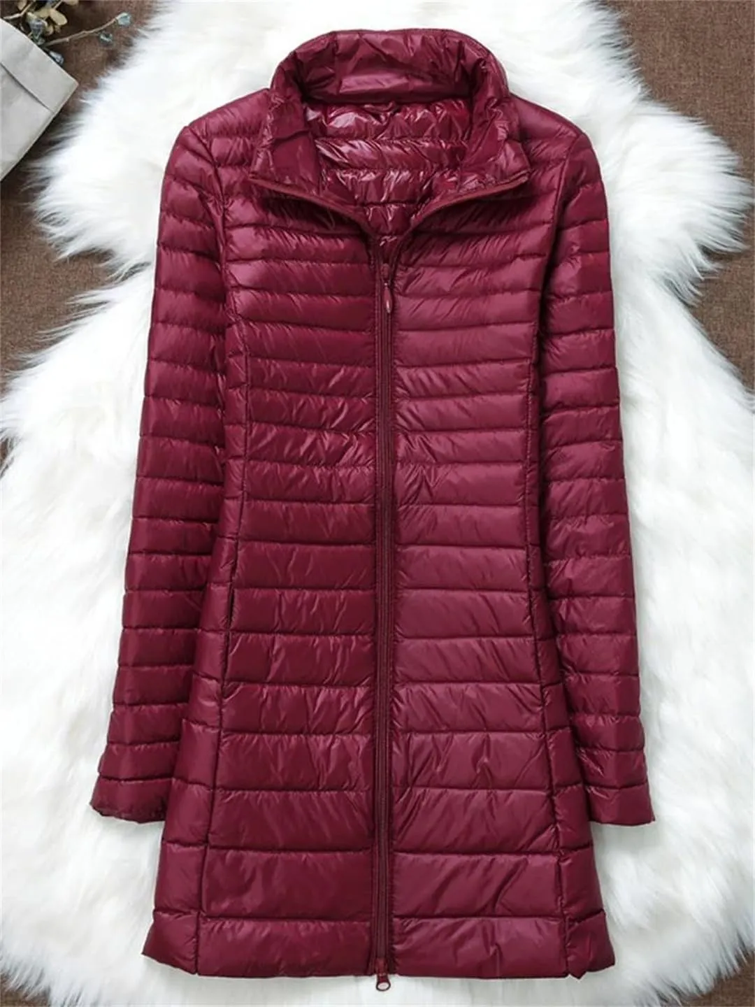 JNKIHAPOT Women Winter Puffer Coat Ultra Light Slim Duck Down Jackets Female Long Down Parkas Portable Warm Outerwear