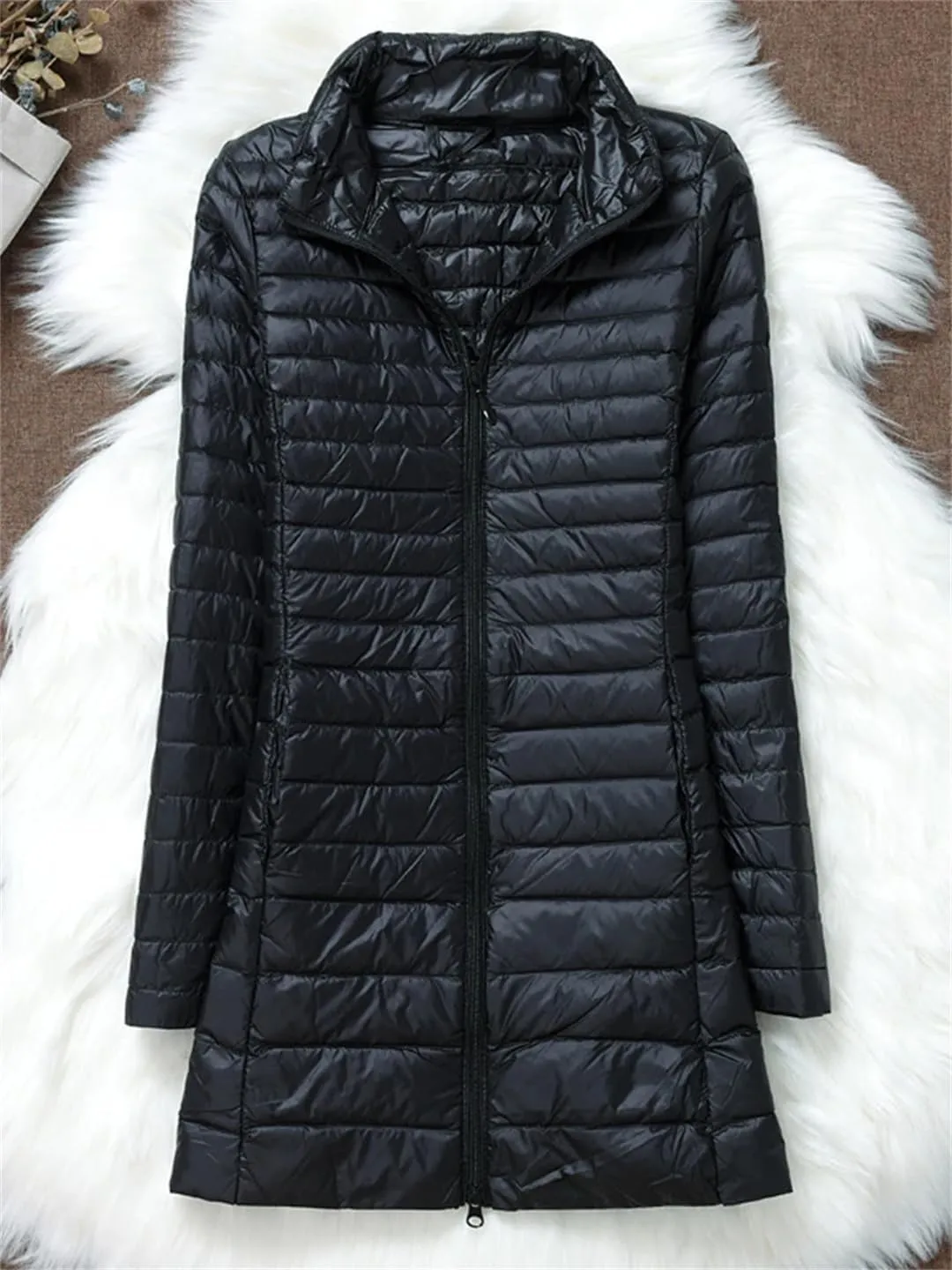 JNKIHAPOT Women Winter Puffer Coat Ultra Light Slim Duck Down Jackets Female Long Down Parkas Portable Warm Outerwear