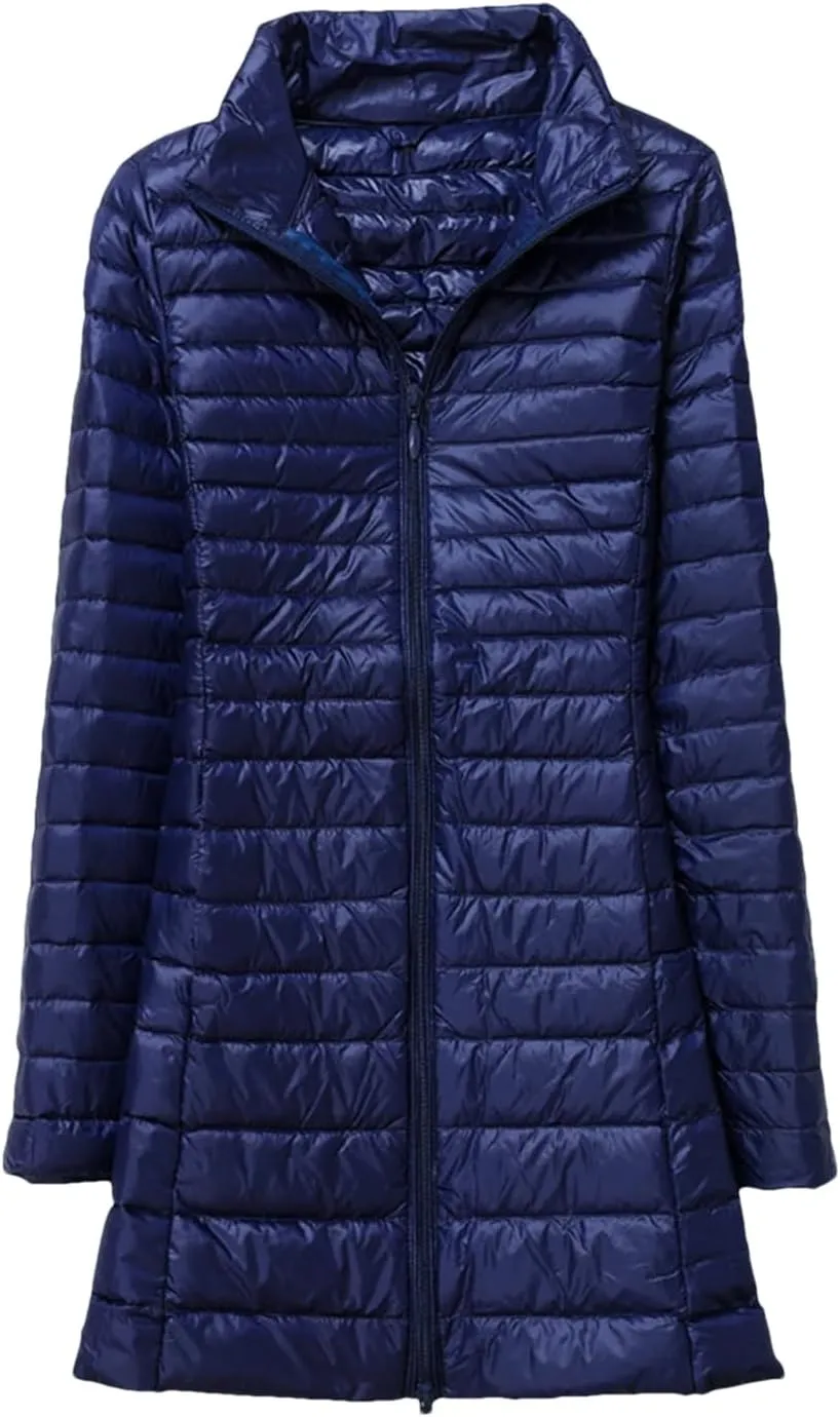 JNKIHAPOT Women Winter Puffer Coat Ultra Light Slim Duck Down Jackets Female Long Down Parkas Portable Warm Outerwear