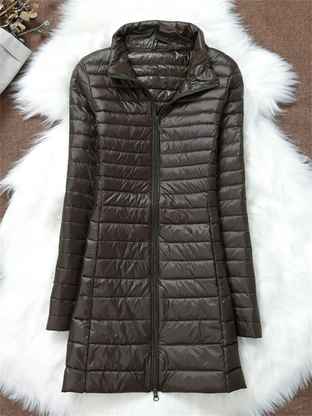 JNKIHAPOT Women Winter Puffer Coat Ultra Light Slim Duck Down Jackets Female Long Down Parkas Portable Warm Outerwear