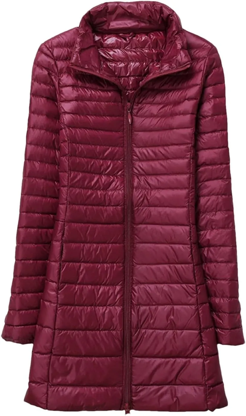 JNKIHAPOT Women Winter Puffer Coat Ultra Light Slim Duck Down Jackets Female Long Down Parkas Portable Warm Outerwear