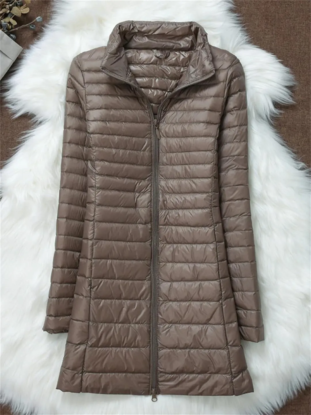 JNKIHAPOT Women Winter Puffer Coat Ultra Light Slim Duck Down Jackets Female Long Down Parkas Portable Warm Outerwear