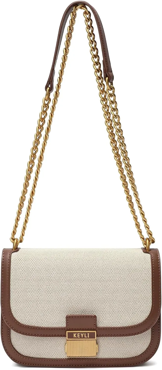 Keyli Small Crossbody Bag, Trendy Designer Mini Shoulder Bag for Women Waterproof Leather Satchel Purses with Adjust Strap