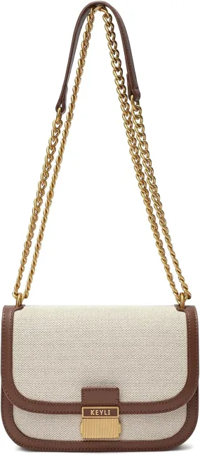 Keyli Small Crossbody Bag, Trendy Designer Mini Shoulder Bag for Women Waterproof Leather Satchel Purses with Adjust Strap