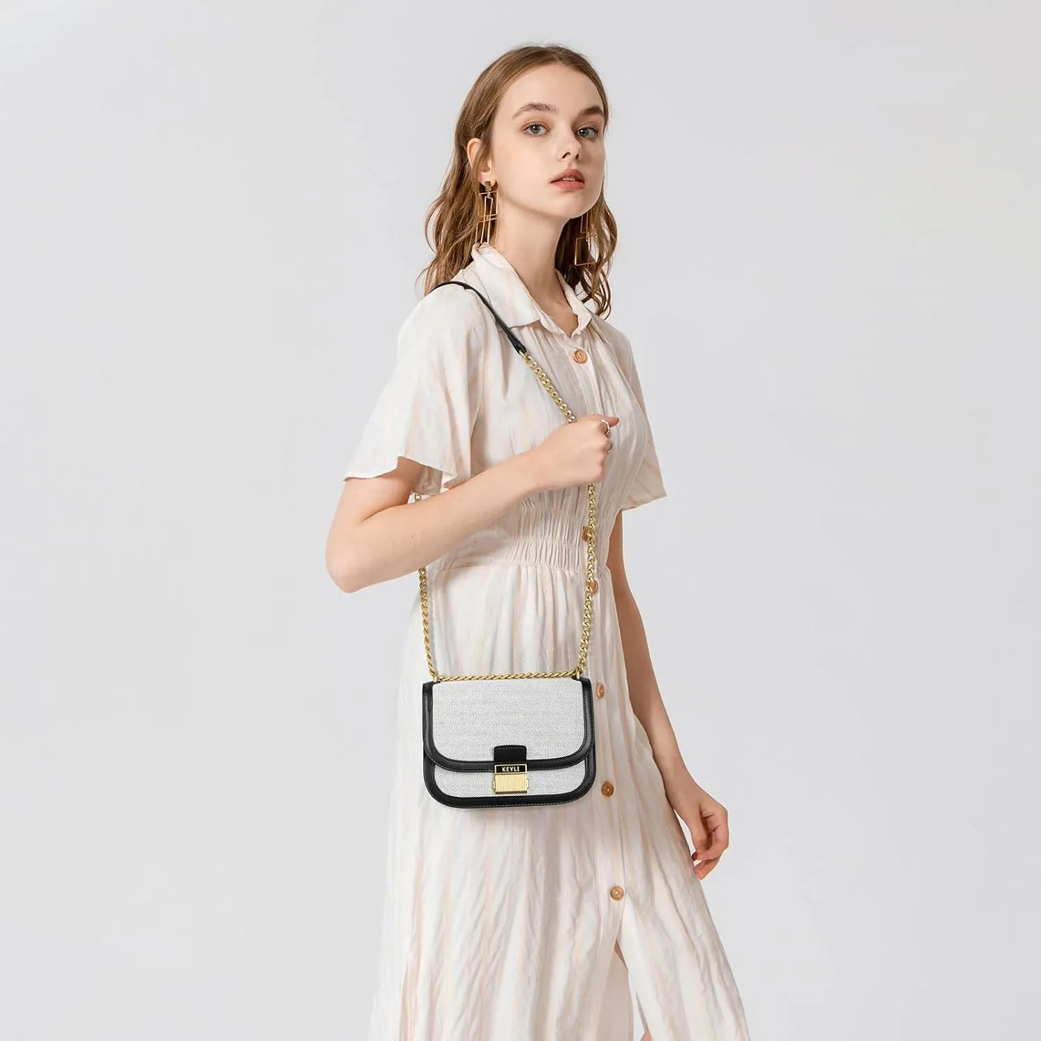 Keyli Small Crossbody Bag, Trendy Designer Mini Shoulder Bag for Women Waterproof Leather Satchel Purses with Adjust Strap