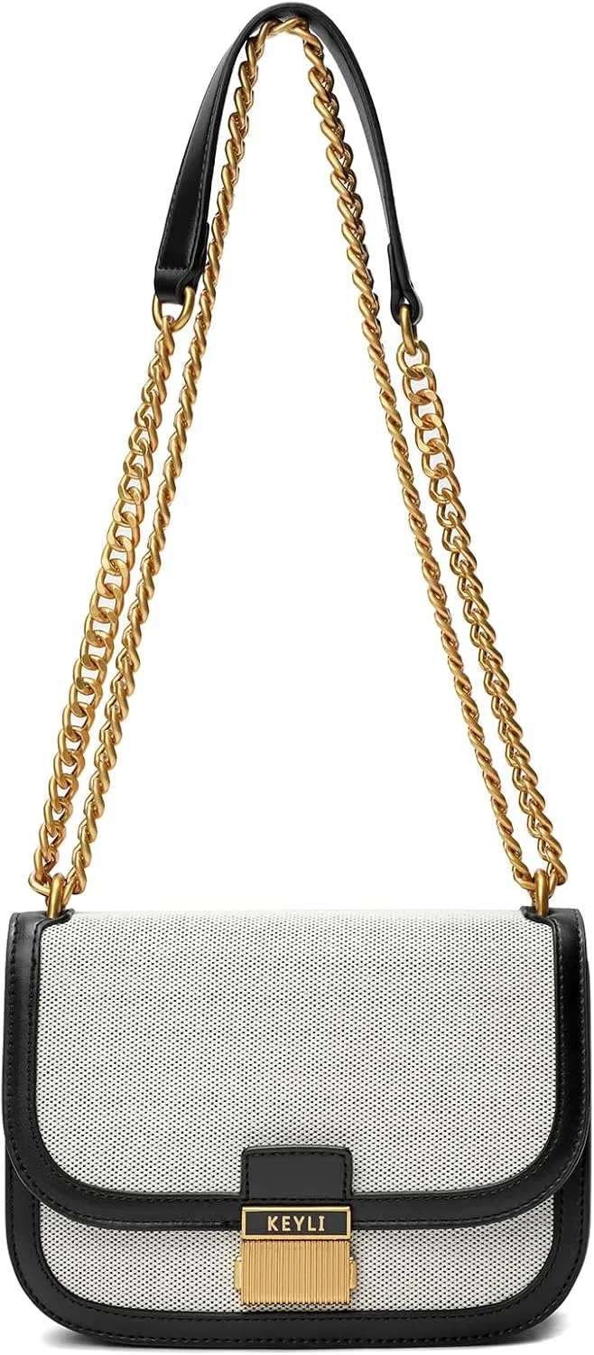 Keyli Small Crossbody Bag, Trendy Designer Mini Shoulder Bag for Women Waterproof Leather Satchel Purses with Adjust Strap