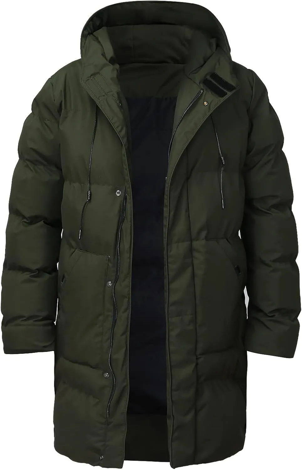 Mens Puffer Jacket with Hood, Gutori Men's Winter Down Coats Thicken Parkas Classic Zipper Padded Thermal Outwear