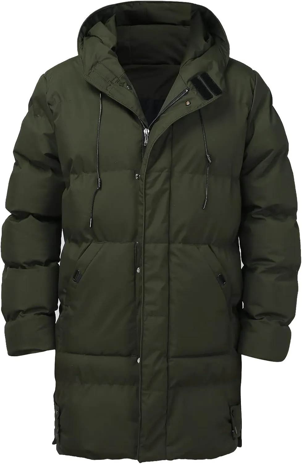 Mens Puffer Jacket with Hood, Gutori Men's Winter Down Coats Thicken Parkas Classic Zipper Padded Thermal Outwear