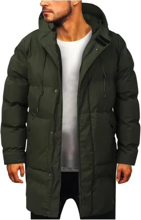 Mens Puffer Jacket with Hood, Gutori Men's Winter Down Coats Thicken Parkas Classic Zipper Padded Thermal Outwear
