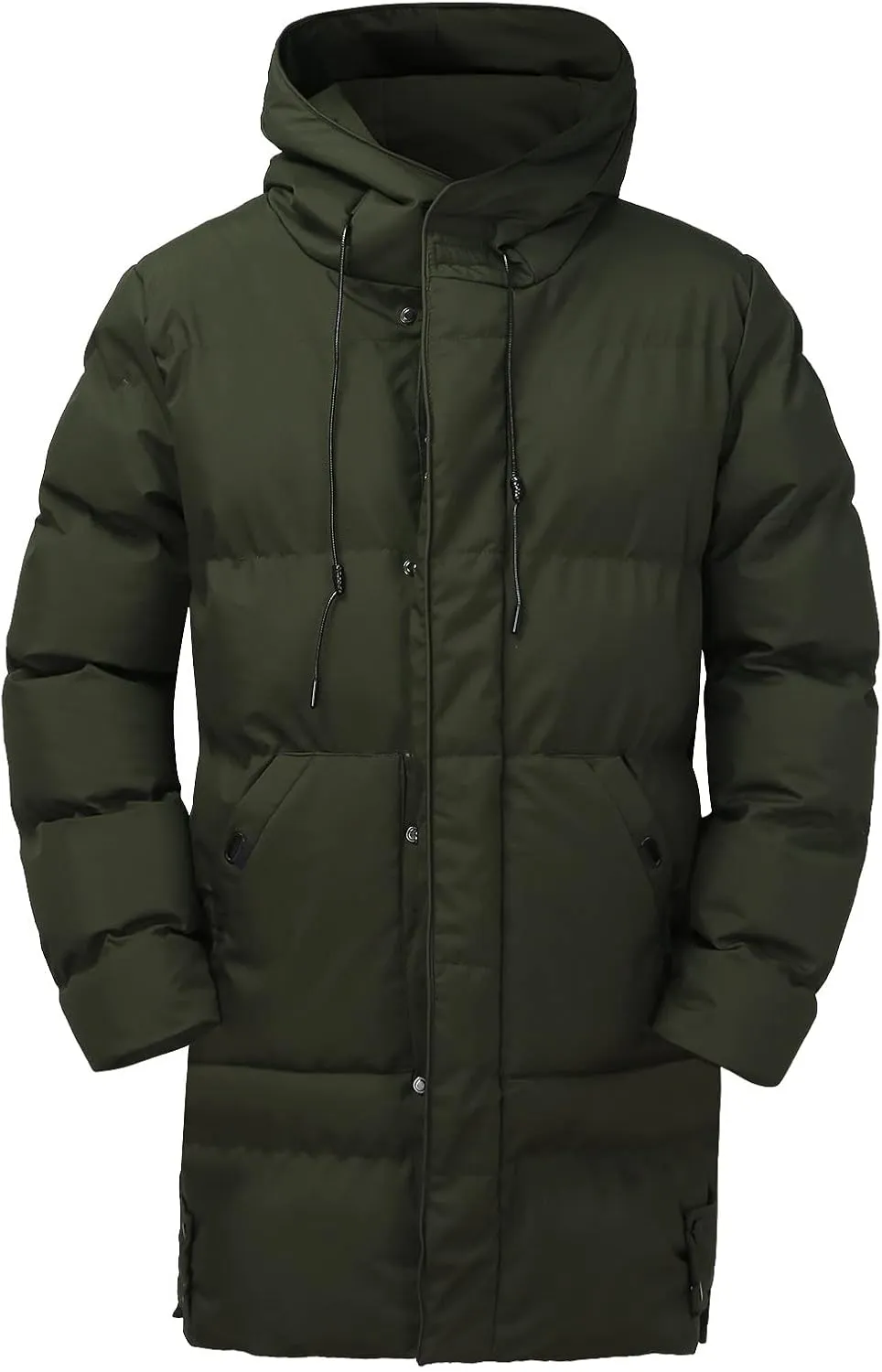 Mens Puffer Jacket with Hood, Gutori Men's Winter Down Coats Thicken Parkas Classic Zipper Padded Thermal Outwear