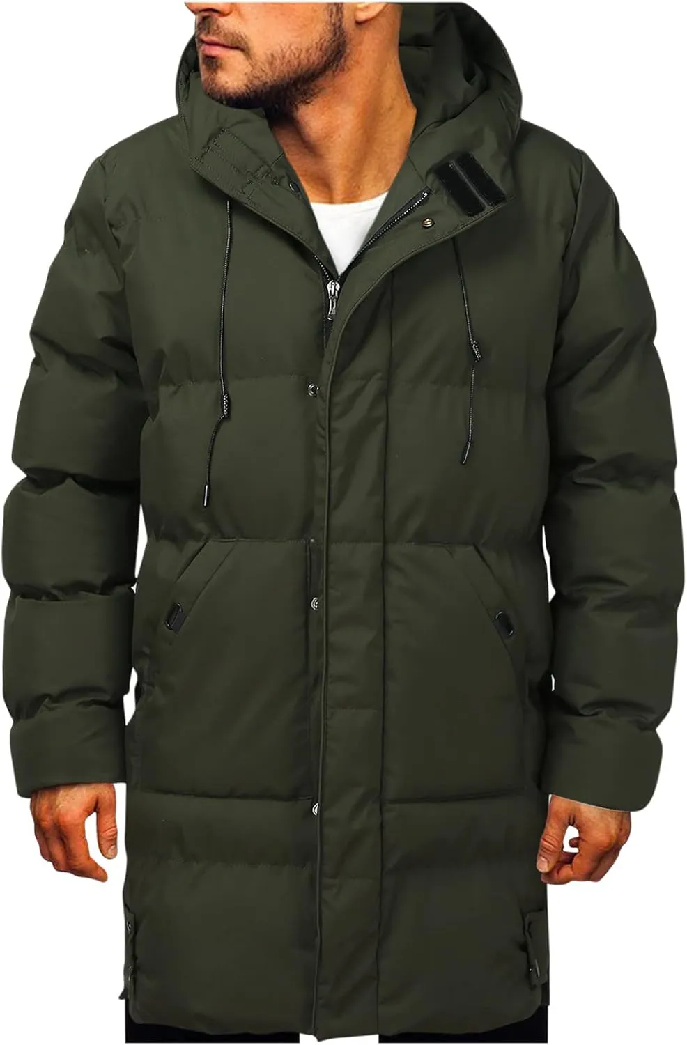 Mens Puffer Jacket with Hood, Gutori Men's Winter Down Coats Thicken Parkas Classic Zipper Padded Thermal Outwear