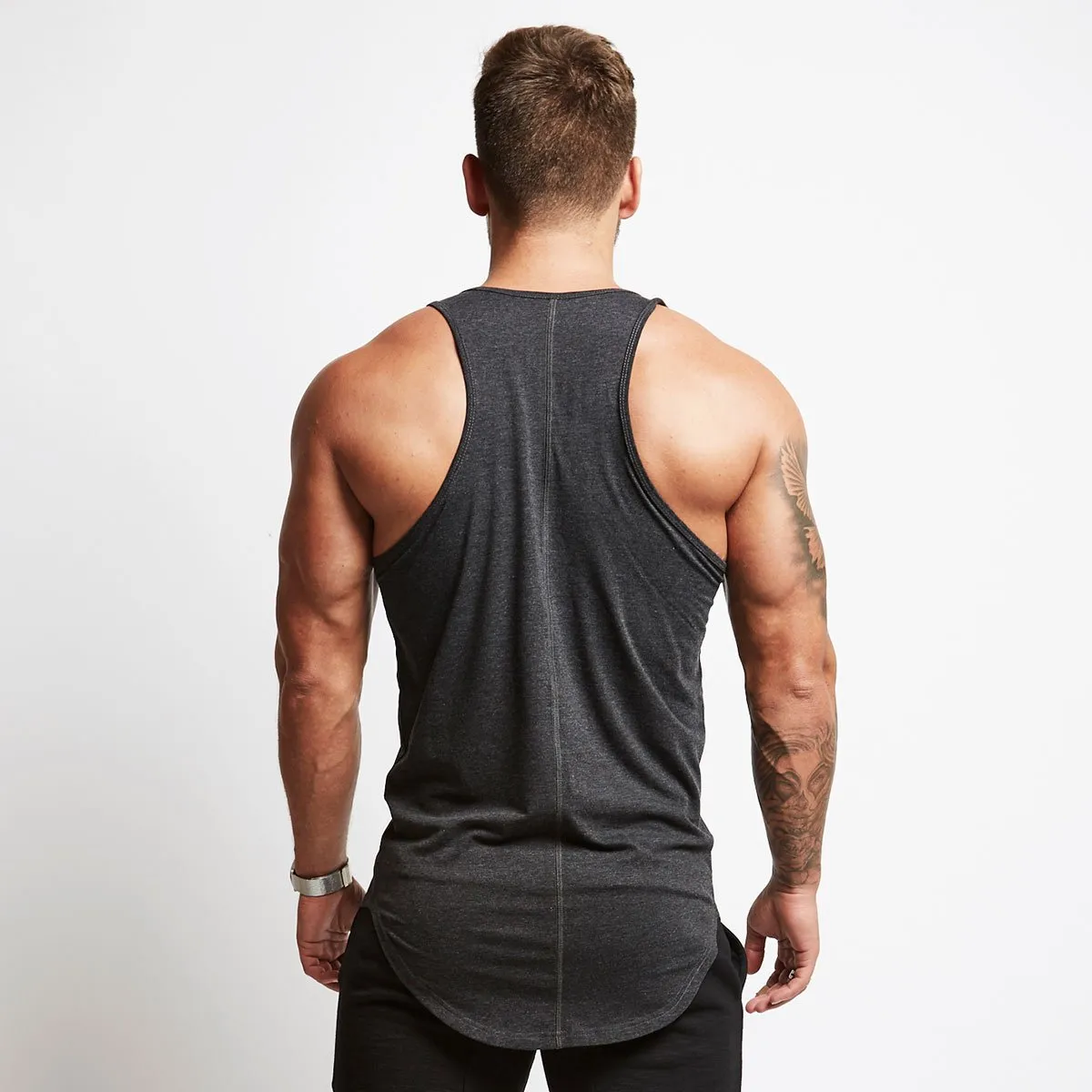 Vanquish Essential Charcoal Grey Longline Tank Vest